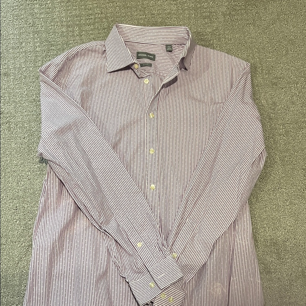 Michael Kors Men's Purple Striped Button Down Shirt